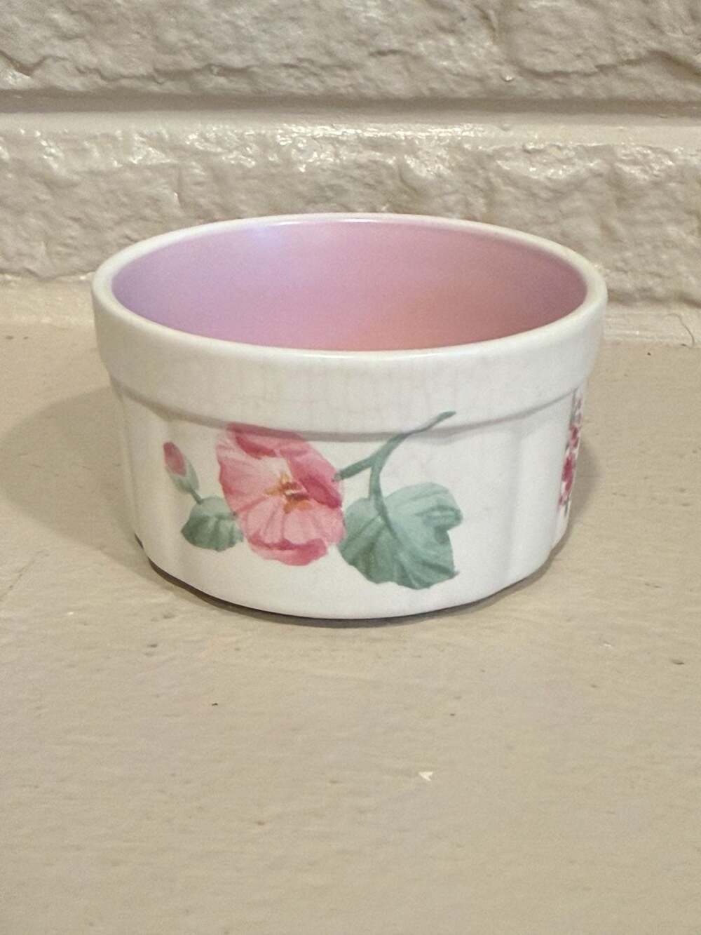 Pfaltzgraff Cape May Stoneware Dip Bowl with Floral and Birdhouse Pattern